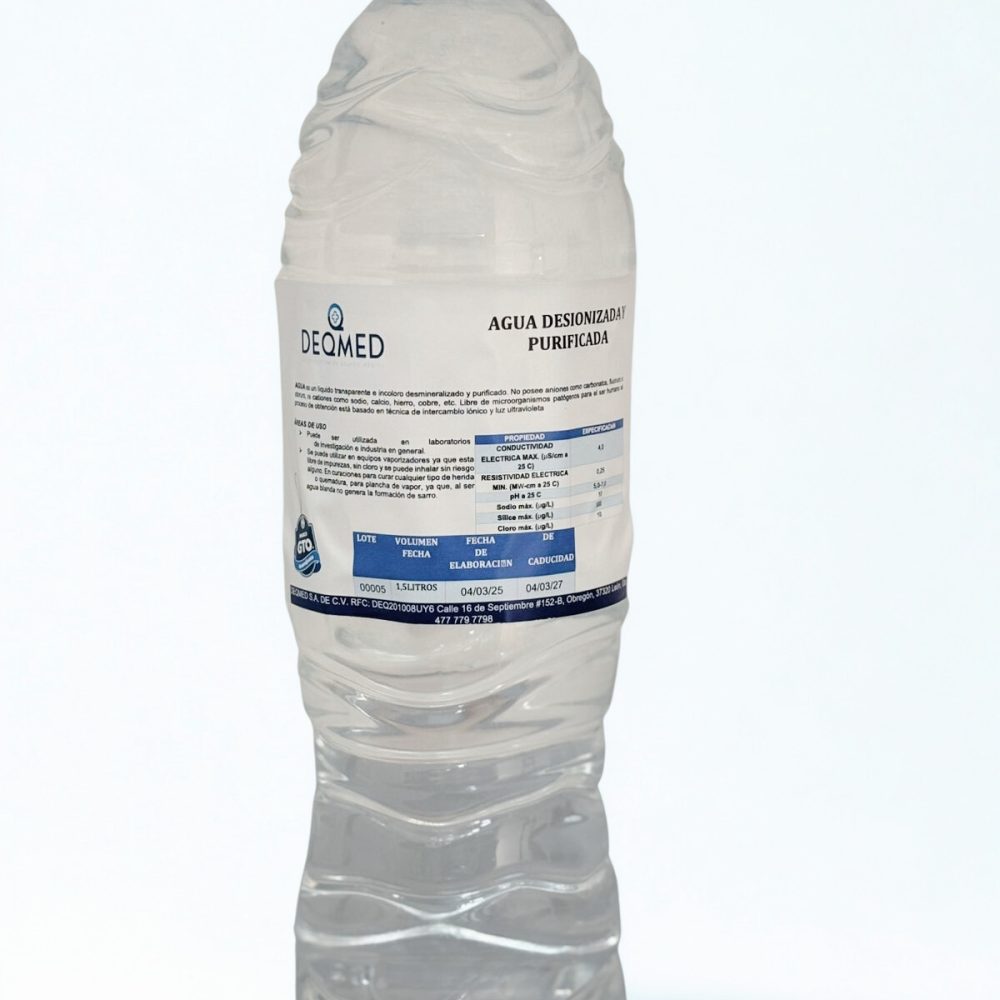 Agua Desionizada Purificada Botella 1.5 Lts