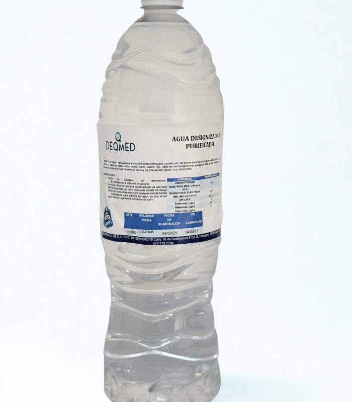 Agua Desionizada Purificada Botella 1.5 Lts