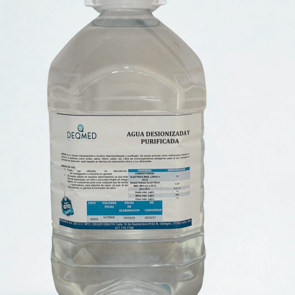 Agua Desionizada Purificada Garrafa 5 Lts